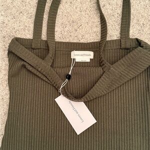 Lovers + Friends Ribbed Khaki Tote Bag